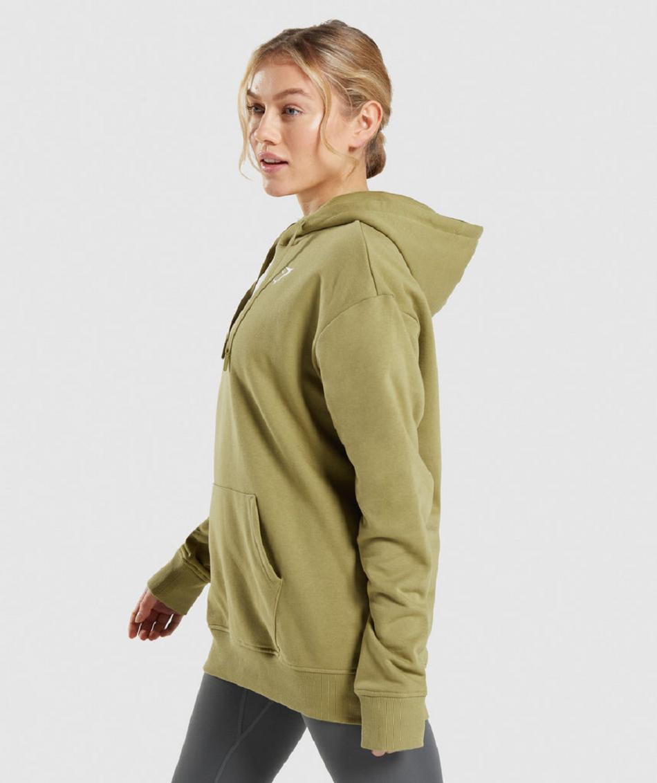 Sudadera Con Capucha Gymshark Entrenamiento Oversized Mujer Verde | CO 2035JPQ